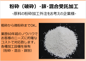 粉砕（破砕）・混合・篩別受託加工"width"286"